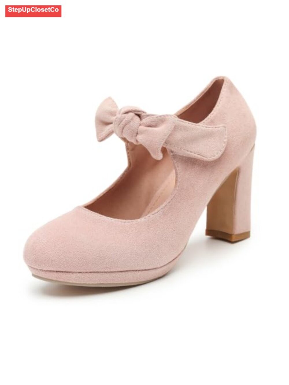 Women's Mary Jane Bow Pumps Chunky Heel Platform Dress Shoes